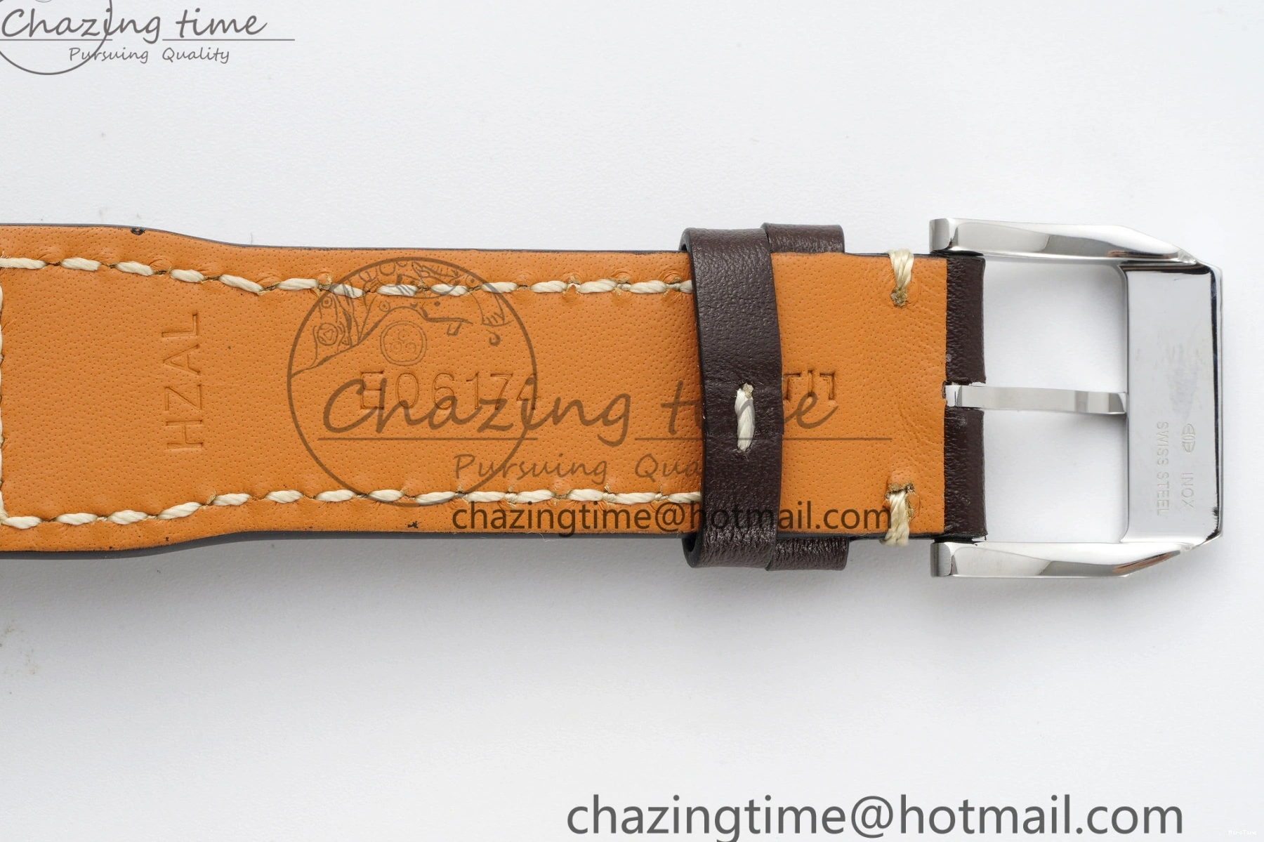 MIROTIME 0319 Bright Pilot Chrono SS AZF 1:1 Best Edition Green Dial on Brown Leather Strap A 7059